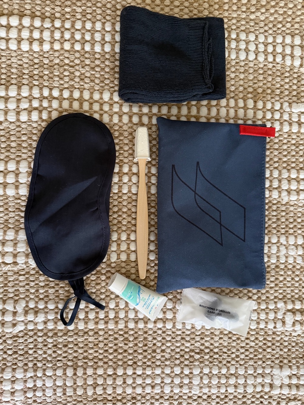 Air France In-Flight Amenity Kit with Navy Eye Mask, accessories & Navy Pouch